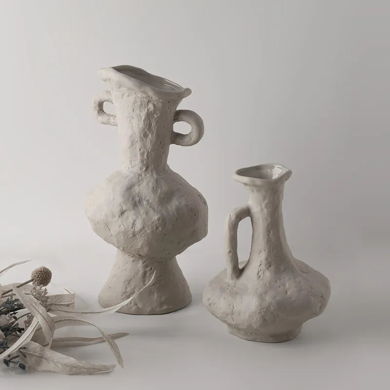 Nordic Inspired Aesthetic Ceramic White Vases