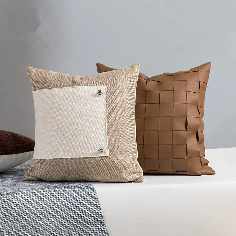 Nordic Knit Leather Cushion