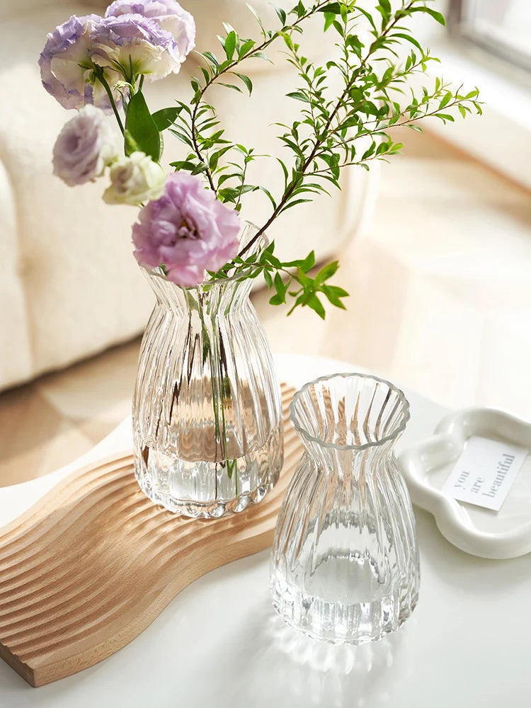 Scandinavian Transparent Pleated Glass Vase