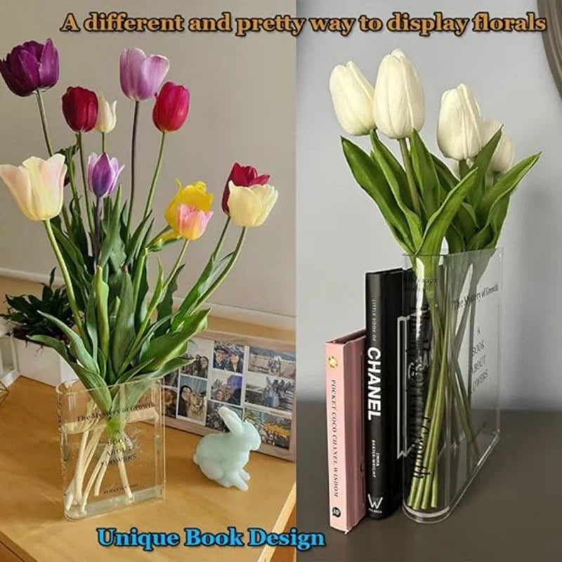 Artistic Acrylic Book Vase for Modern Interiors