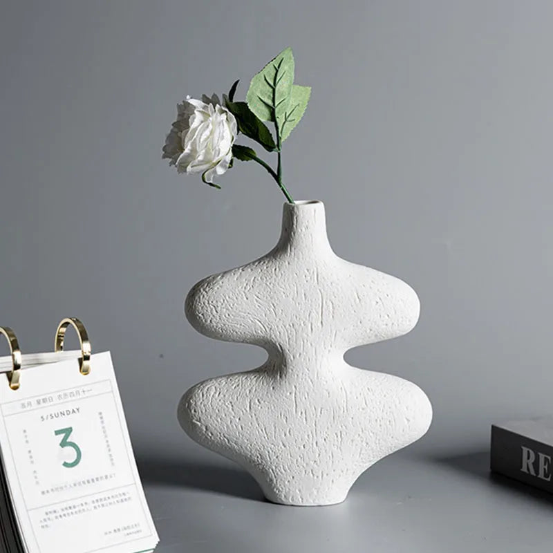 Scandinavian Style White Ceramic Vase