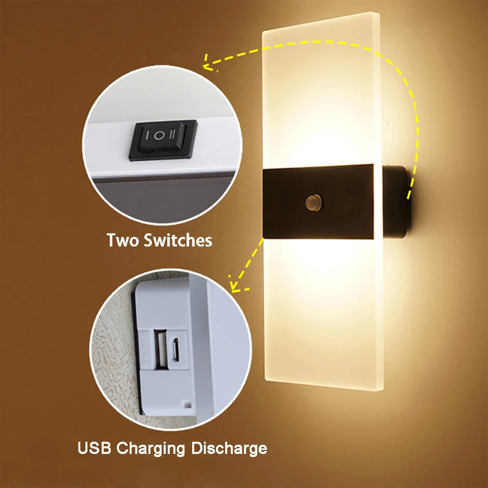 USB Rechargeable Nordic LED Wall Lamp