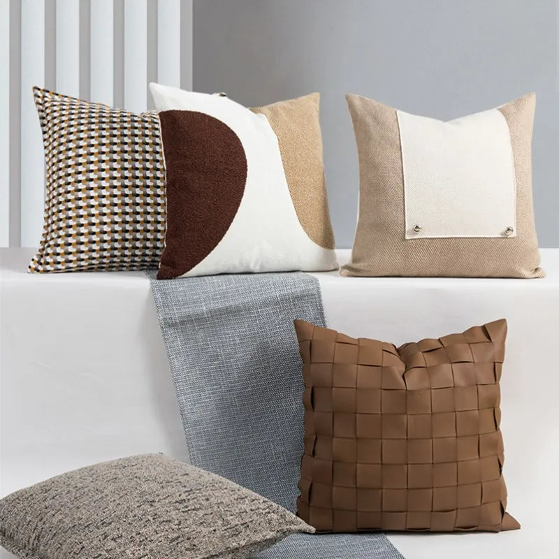 Nordic Knit Leather Cushion