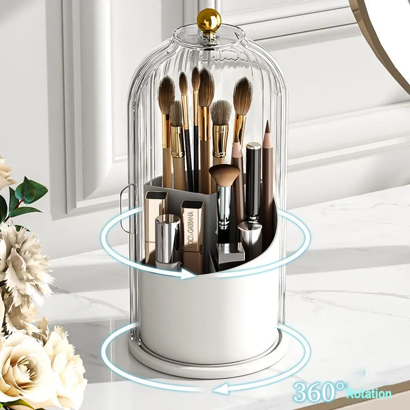 Luxury 360° Rotating Makeup Brush Holder with Lid