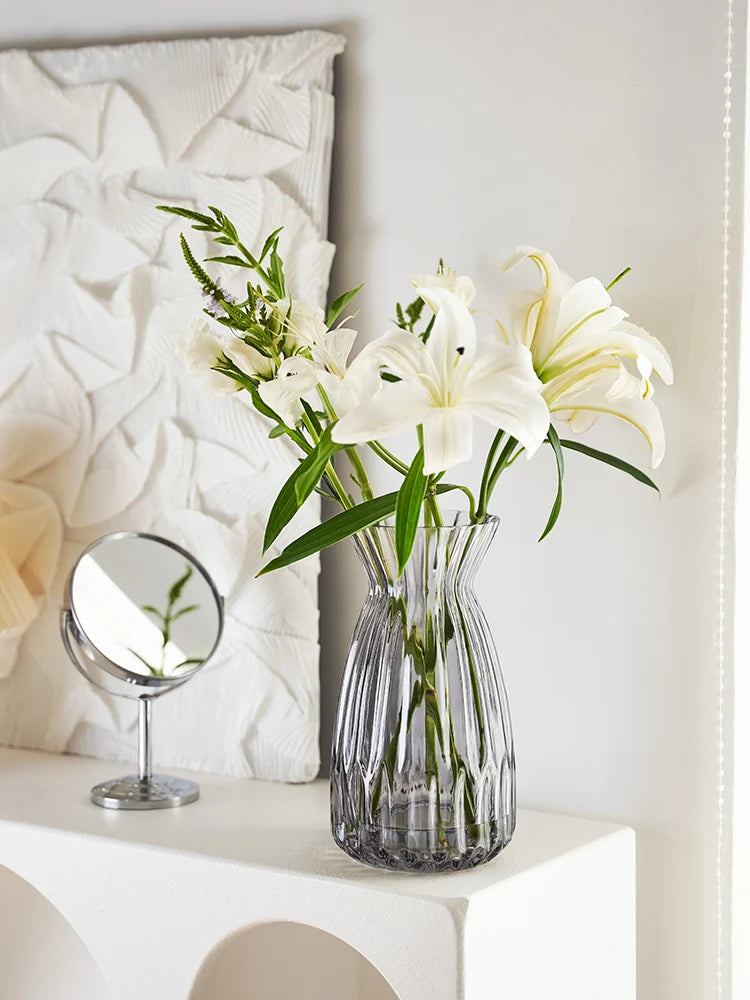 Scandinavian Transparent Pleated Glass Vase