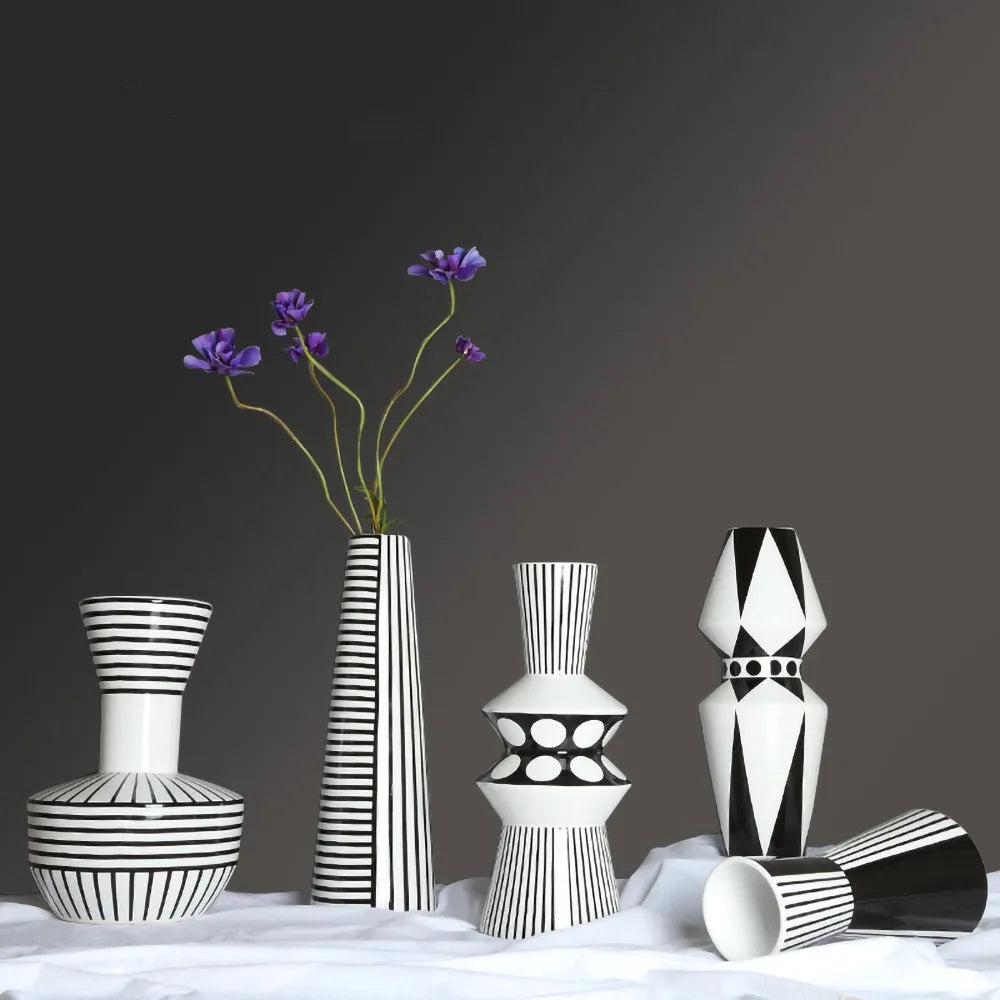 Nordic Geometric Ceramic Vase