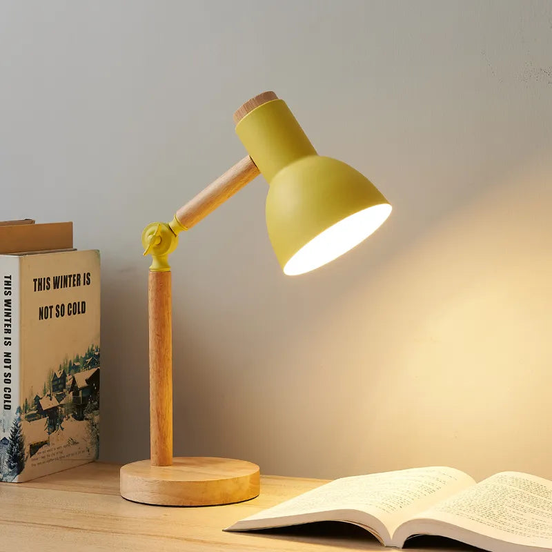 Nordic Wooden Turn Head Table Lamp