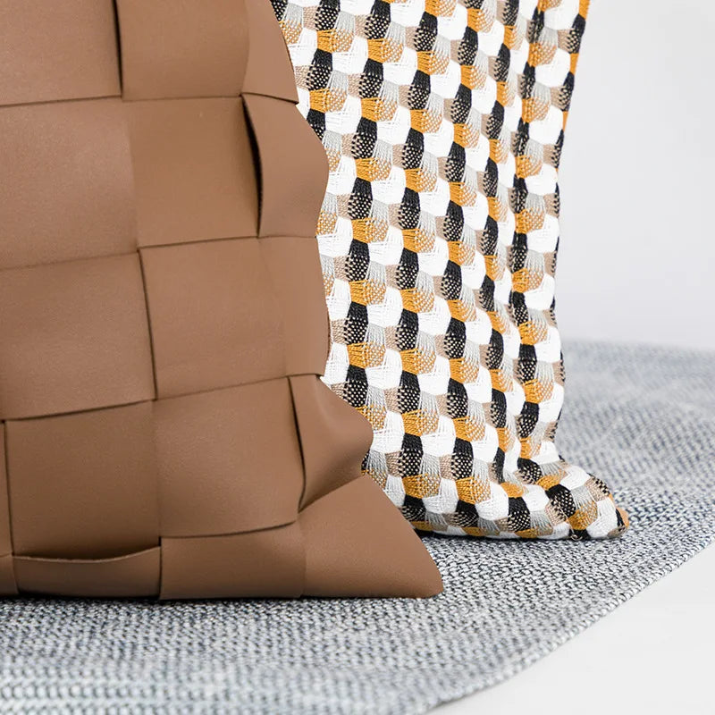 Nordic Knit Leather Cushion