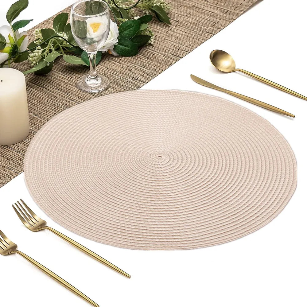 Round Braided Table Mats - 6 pieces Set