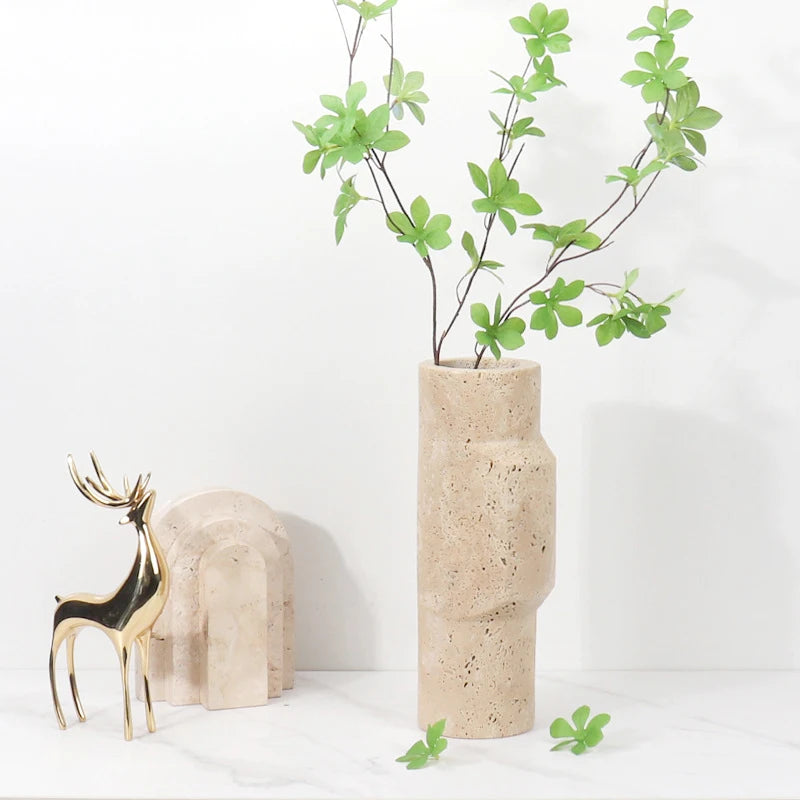 Minimalist Marble Travertine Vase